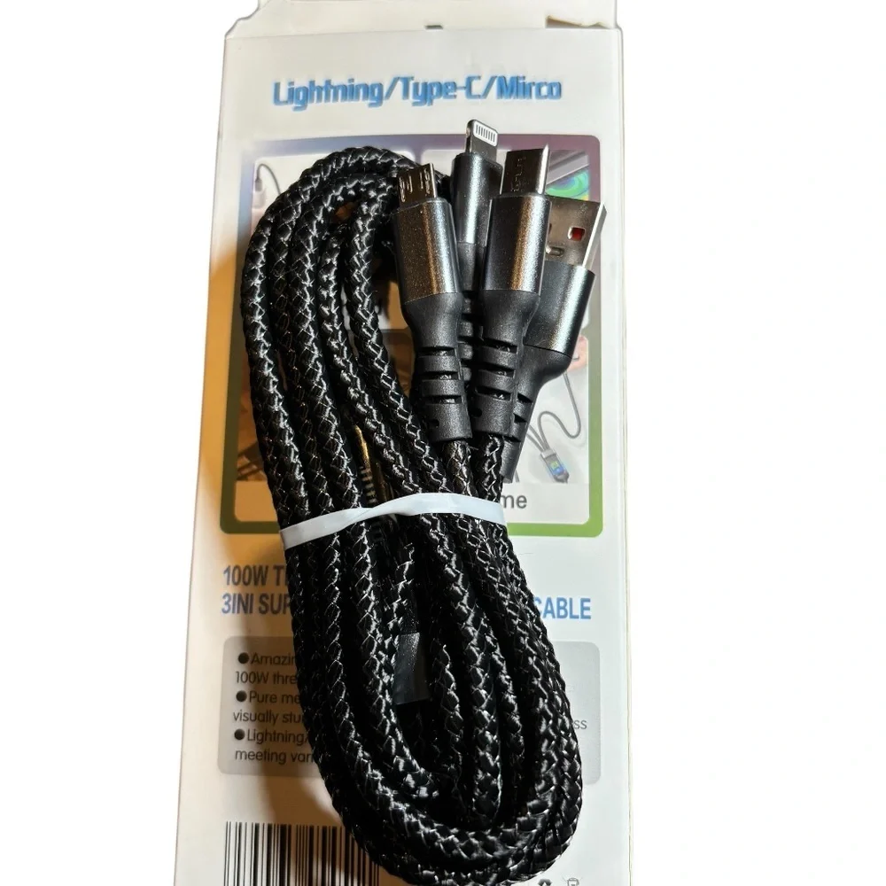 3-in-1 Super‎ Fast Charging Cable - Black
